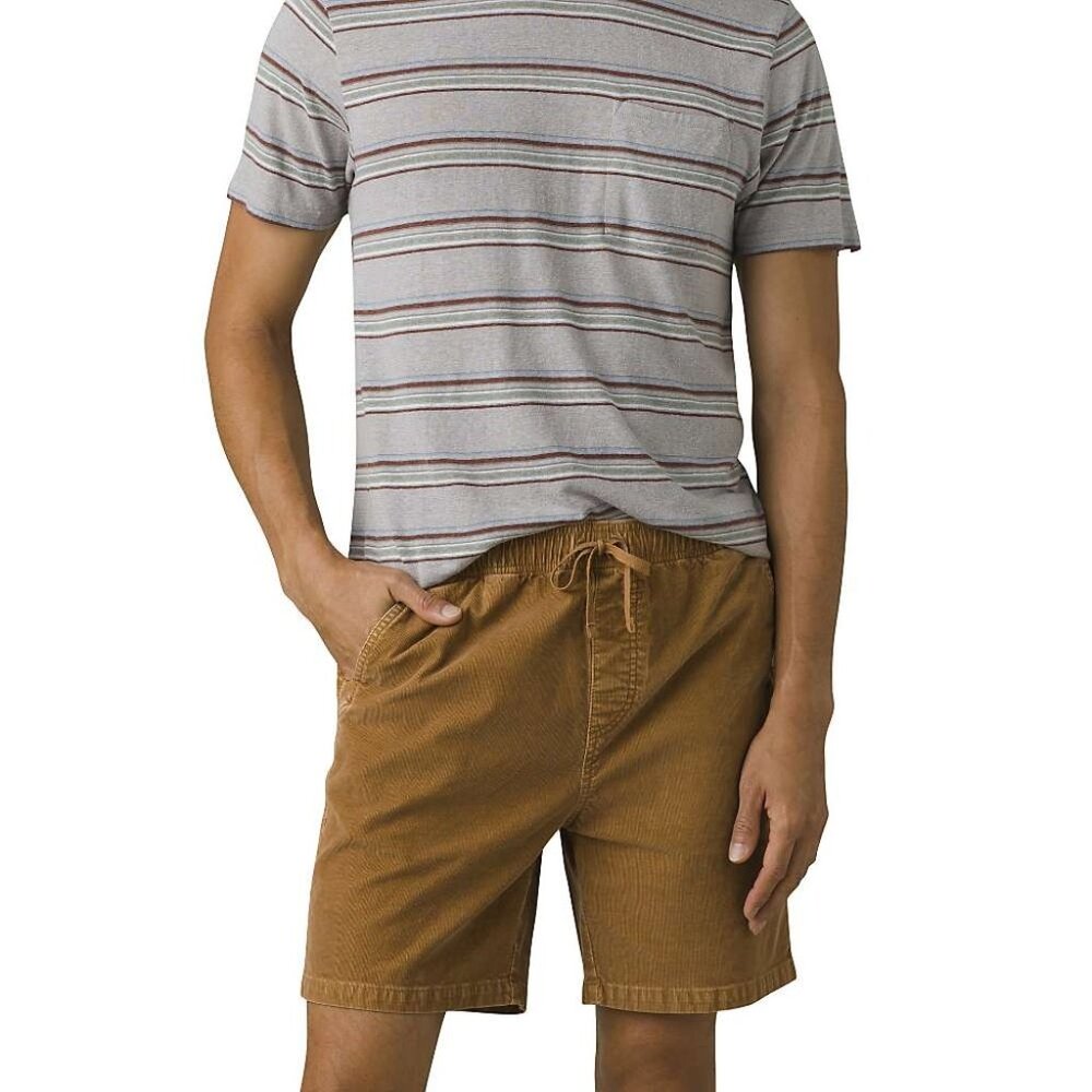 PrAna Canyon Camp‎ Short Earthbound Mens XXL 7" Corduroy Elastic Waist Drawcord